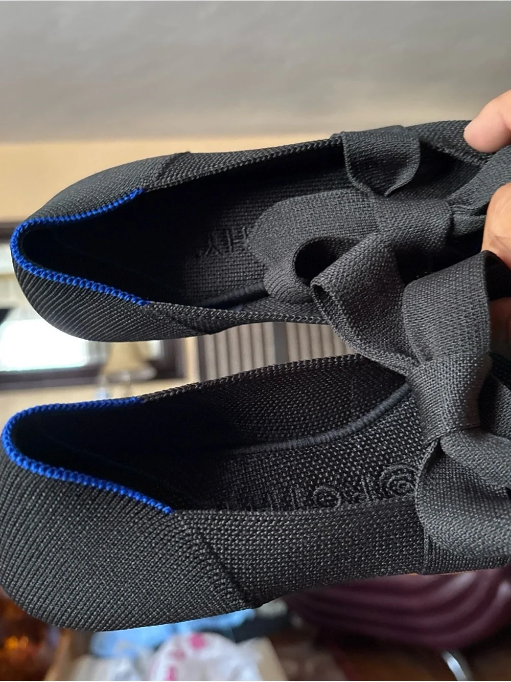 Rothy's Black Bow Pointed Mary Jane Flats - Women's size 7
